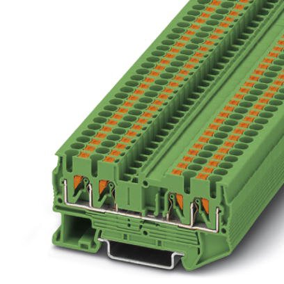 Phoenix Contact Multi-Conductor Terminal Block; PT 2.5-QUATTRO GN; 20A; 600V; 1-Level; #26 - #12; Push-In Connection; Green